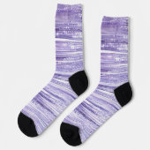 Lila Funkelstreifen Socken (Linkes Detail)