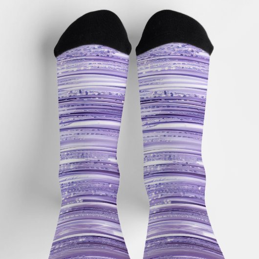 Lila Funkelstreifen Socken (Oben)