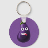Lila Funny Cartoon Eggplant Schlüsselanhänger (Vorderseite)