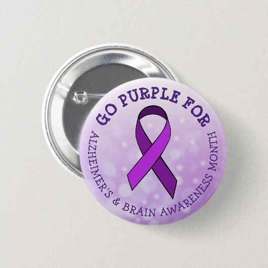 Lila für Alzheimer & Brain Awareness Month Button (Vorne & Hinten)