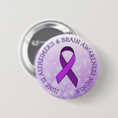 Lila für Alzheimer & Brain Awareness Month Button (Vorne & Hinten)