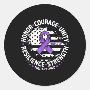 Lila für die Militärflagge der USA Cooles Militär  Runder Aufkleber