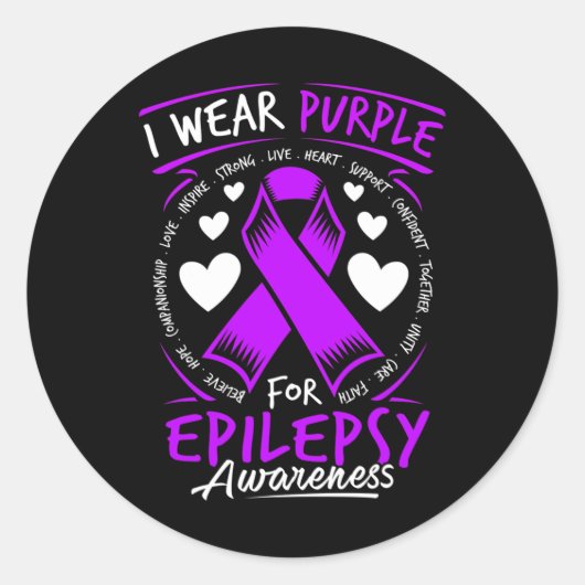 Lila für Epilepsie Runder Aufkleber (Vorderseite)