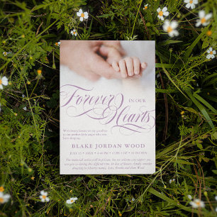 Lila für immer in unserem Hearts Baby Girl Memoria Ankündigung