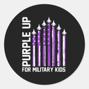 Lila für militärische Kinder Kleinkinder Frauen Ju Runder Aufkleber