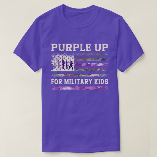 Lila für militärische Kinder - T - Shirt der US-Fl (Design vorne)
