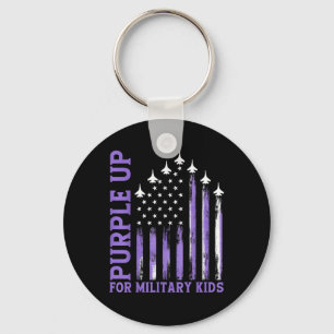 Lila für Militärkinder unter US-Flagge Schlüsselanhänger