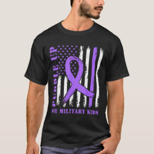 Lila für Militärkinder unter US-Flagge T-Shirt