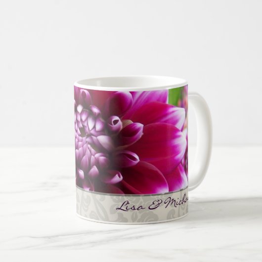 Lila Fuschia Dahlie-Tasse Kaffeetasse (VorderseiteRechts)