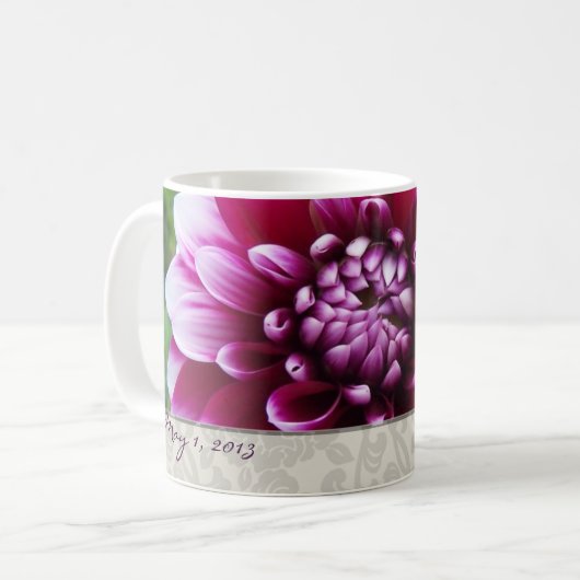 Lila Fuschia Dahlie-Tasse Kaffeetasse (Vorderseite Links)