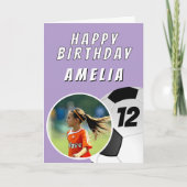 Lila Fußball-Ball Foto Geburtstag Karte (Vorderseite)