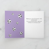 Lila Fußball-Ball Foto Geburtstag Karte (Innenseite)