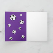 Lila Fußball-Ball Sporttrainer Dankeskarte (Innenseite)
