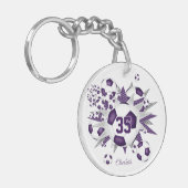 Lila Fußball Blowout Girls Jersey Nummer Schlüsselanhänger (Vorderseite links)