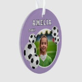 Lila Fußballball-Foto Ornament (Vorderseite)