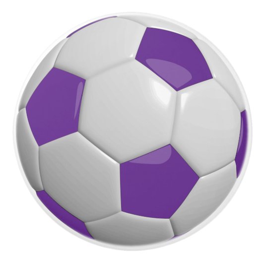 Lila Fußballball / Fußball Keramikknauf (Vorderseite)