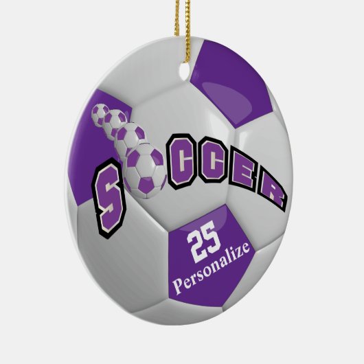 Lila Fußballball | Personalisieren Keramik Ornament (Rechts)