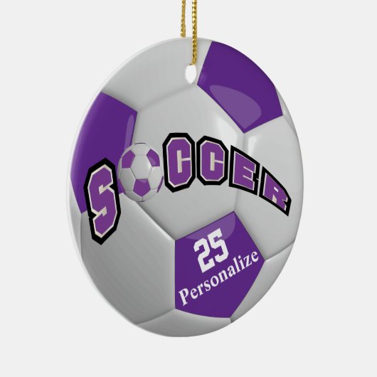 Lila Fußballball | Personalisieren Keramikornament (Rechts)