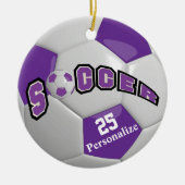 Lila Fußballball | Personalisieren Keramikornament (Vorne)