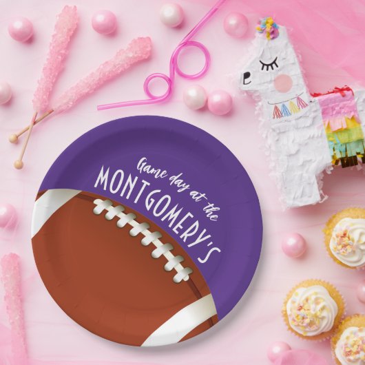 Lila Fußballspieltag Pappteller (Party)