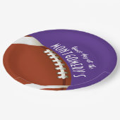 Lila Fußballspieltag Pappteller (Schrägansicht)