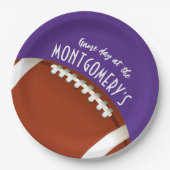 Lila Fußballspieltag Pappteller (Vorderseite)