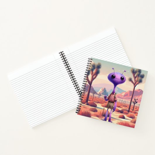 Lila Fuzzy Alien Hiker Notebook Notizblock (Innenseite)