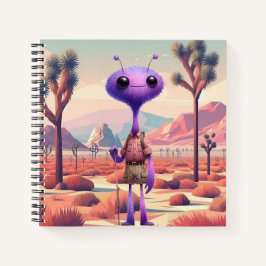 Lila Fuzzy Alien Hiker Notebook Notizblock