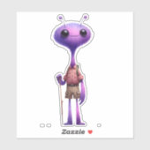 Lila Fuzzy Alien Hiker Sticker (Blatt)