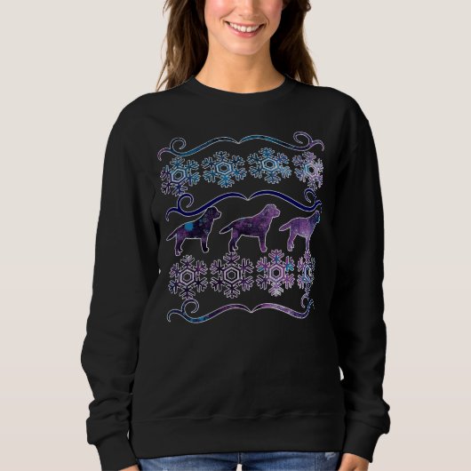 Lila Galactic Labrador Ugly Christmas Sweater Sweatshirt (Vorderseite)