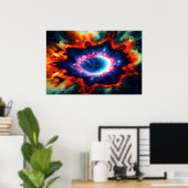 Lila-galaktisch-roter Orangenblauer Sternenbrand Poster (Heimbüro)