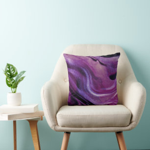 Lila Galaxie abstrakter Glitzer Kissen