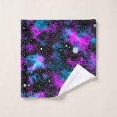 Lila Galaxie Badhandtuch Set (Waschlappen)