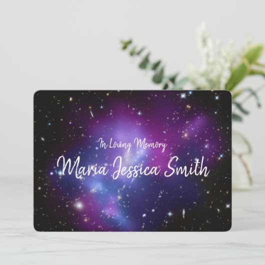 Lila Galaxie-Cluster - Lebensfeier Einladung (Stehend Vorderseite)