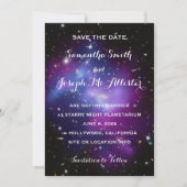 Lila Galaxie-Cluster Save the Date (Vorderseite)