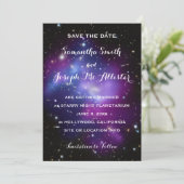 Lila Galaxie-Cluster Save the Date (Stehend Vorderseite)