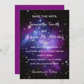 Lila Galaxie-Cluster Save the Date (Vorne/Hinten)