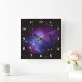 Lila Galaxie-Cluster-Wall-Uhr Quadratische Wanduhr (Zuhause)