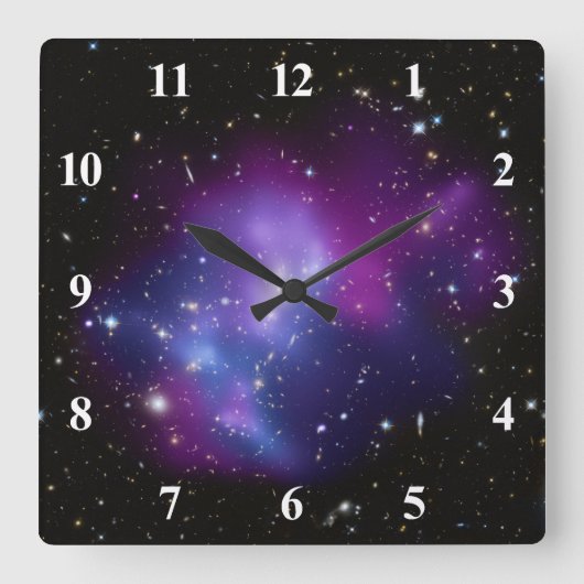 Lila Galaxie-Cluster-Wall-Uhr Quadratische Wanduhr (Vorderseite)