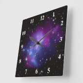 Lila Galaxie-Cluster-Wall-Uhr Quadratische Wanduhr (Winkel)