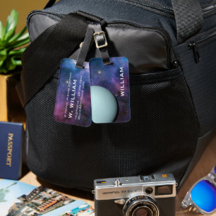 Lila Galaxie des Planeten Uranus Sonnensystem Gepäckanhänger