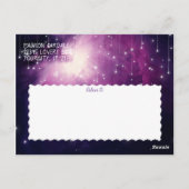 Lila Galaxie - Himmelsstrahlen Save the Date Postkarte (Rückseite)