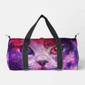 Lila Galaxie-Katze Duffle Bag (Vorderseite)