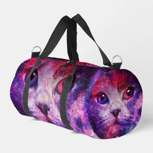 Lila Galaxie-Katze Duffle Bag (Linke Seite)