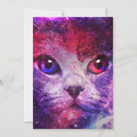Lila Galaxie-Katze Einladung (Vorderseite)