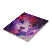 Lila Galaxie-Katze Fliese (Seite)