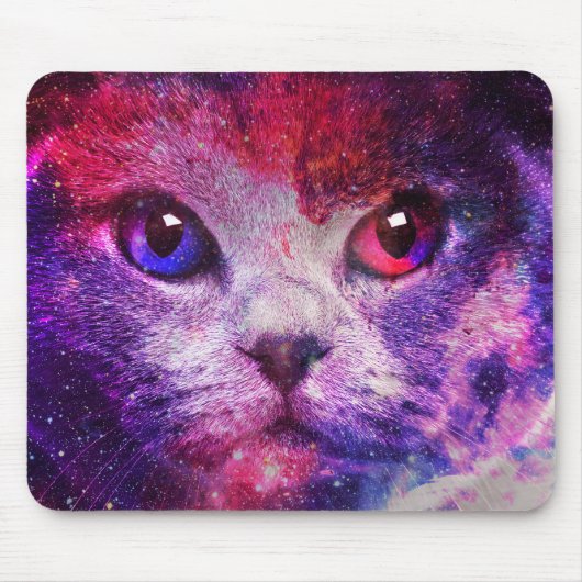 Lila Galaxie-Katze Mousepad (Vorne)