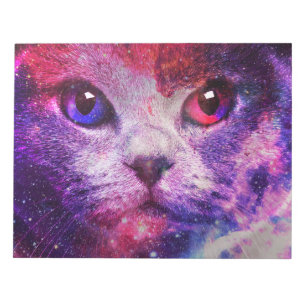 Lila Galaxie Katze Notizblock