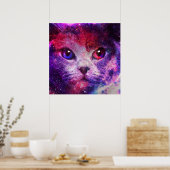 Lila Galaxie-Katze  Poster (Küche)