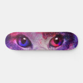 Lila Galaxie-Katze Skateboard (Horizontal)